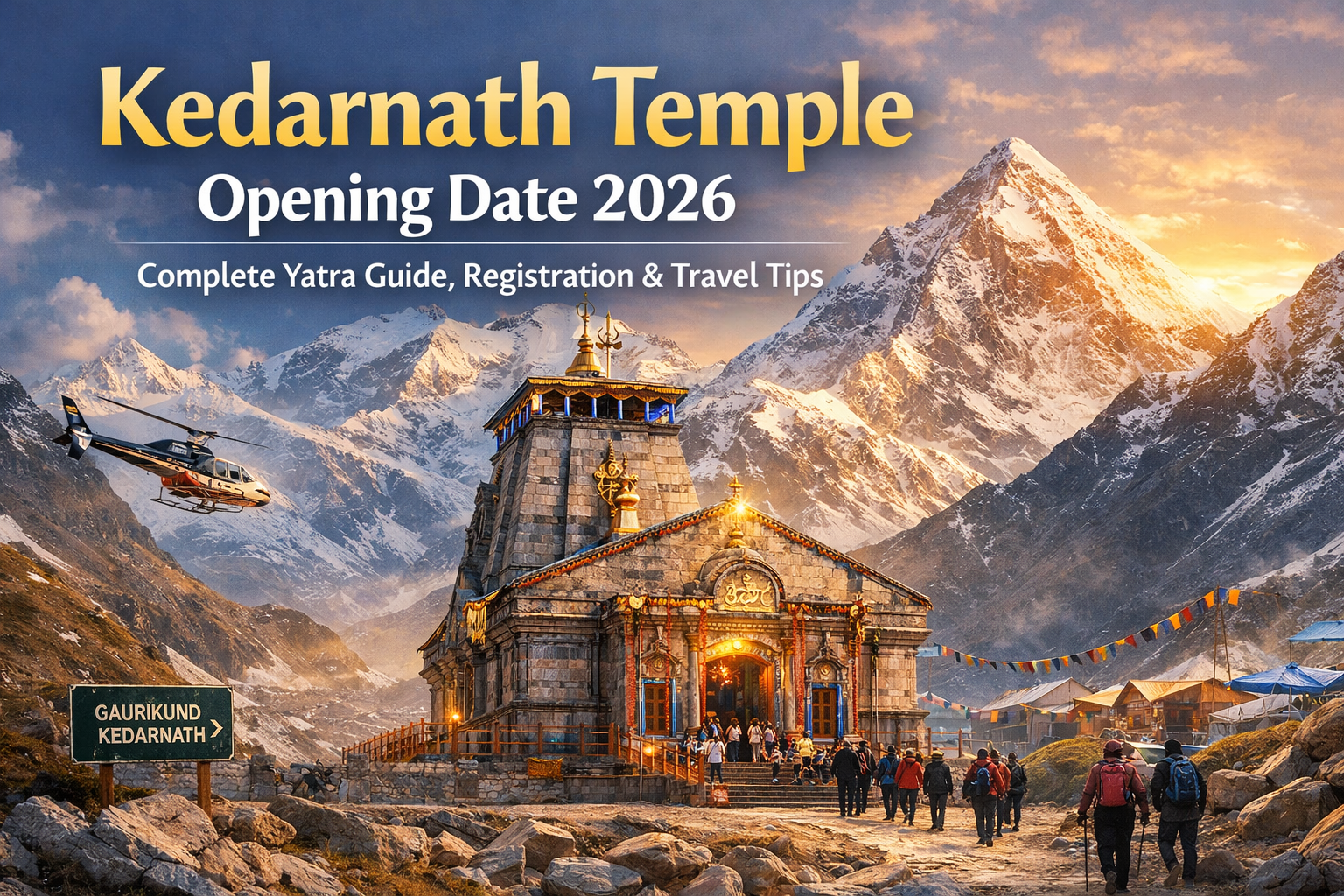 Kedarnath Temple Opening Date 2026 with Himalayan mountains and pilgrims during Char Dham Yatra