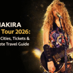 Shakira India Tour 2026 concert poster with tour dates and cities